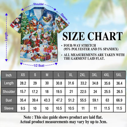 Santa Claus and Snowman Hawaiian Shirt for Men, Button Down Aloha Shirt - Azhawaiian