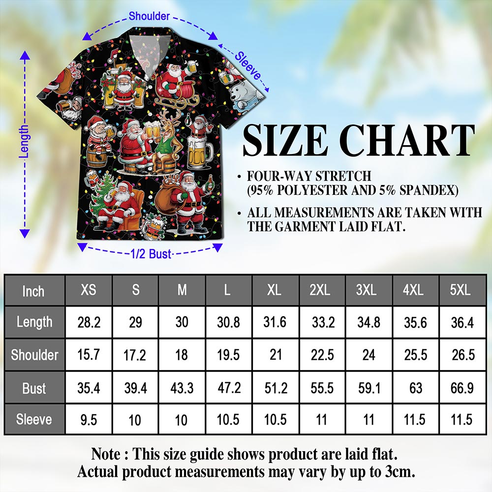 Santa Beer Lover Hawaiian Shirt for Men, Button Down Aloha Shirt - Azhawaiian