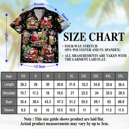 Santa Beer Lover Hawaiian Shirt for Men, Button Down Aloha Shirt - Azhawaiian