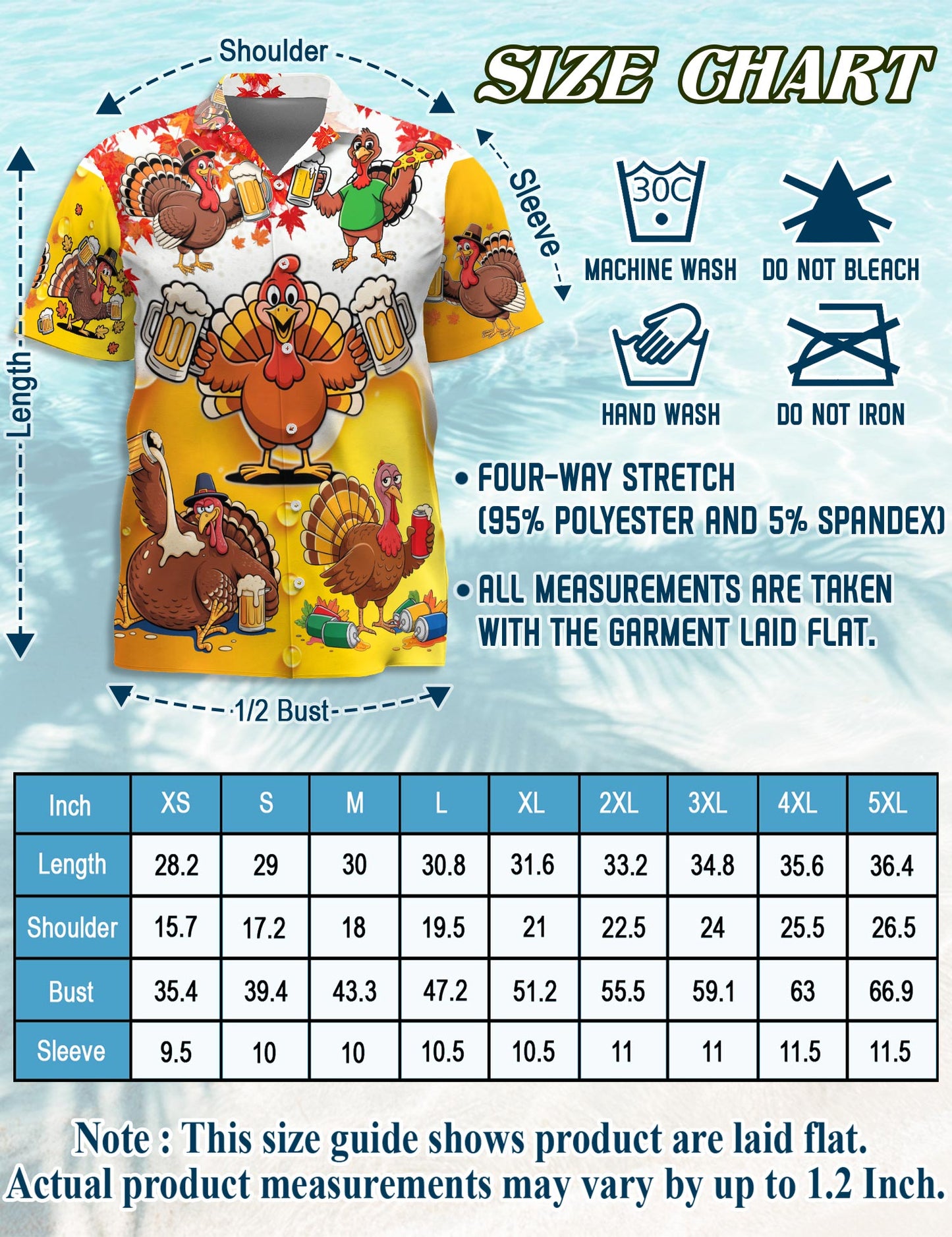 Funny Drunk Turkey Thanksgiving Hawaiian Shirt for Men, Button Down Aloha Shirt - Azhawaiian