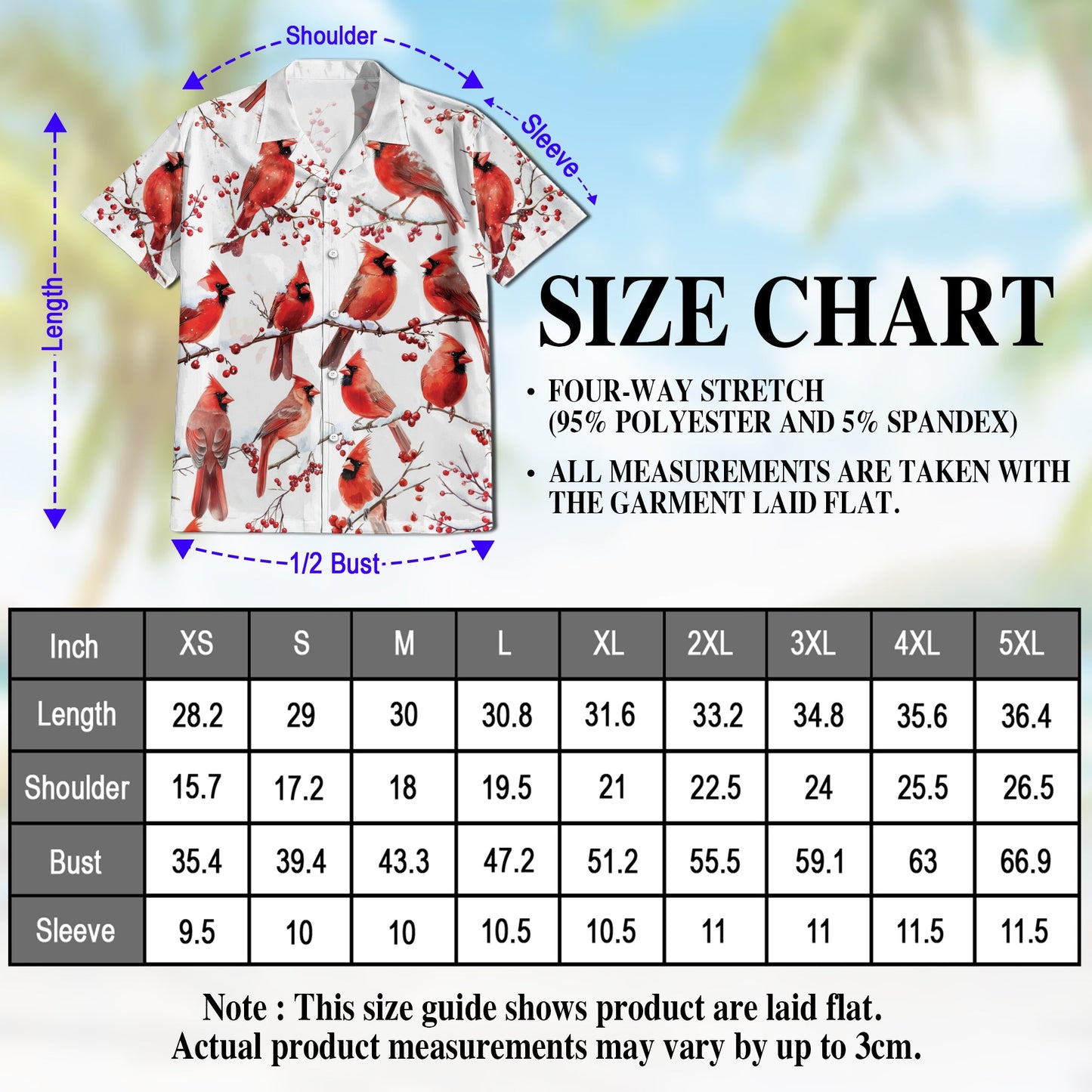 Snow Cardinal Hawaiian Shirt for Men, Button Down Aloha Shirt - Azhawaiian