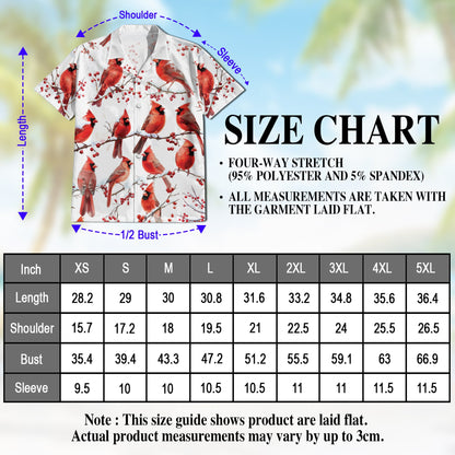 Snow Cardinal Hawaiian Shirt for Men, Button Down Aloha Shirt - Azhawaiian