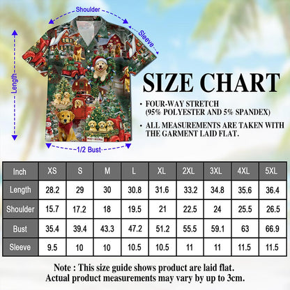 Golden Retriever Christmas Hawaiian Shirt for Men, Button Down Aloha Shirt - Azhawaiian