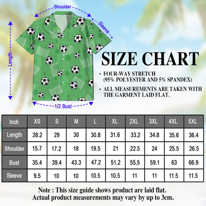 Soccer Ball Print Hawaiian Shirt for Men, Button Down Aloha Shirt - Azhawaiian