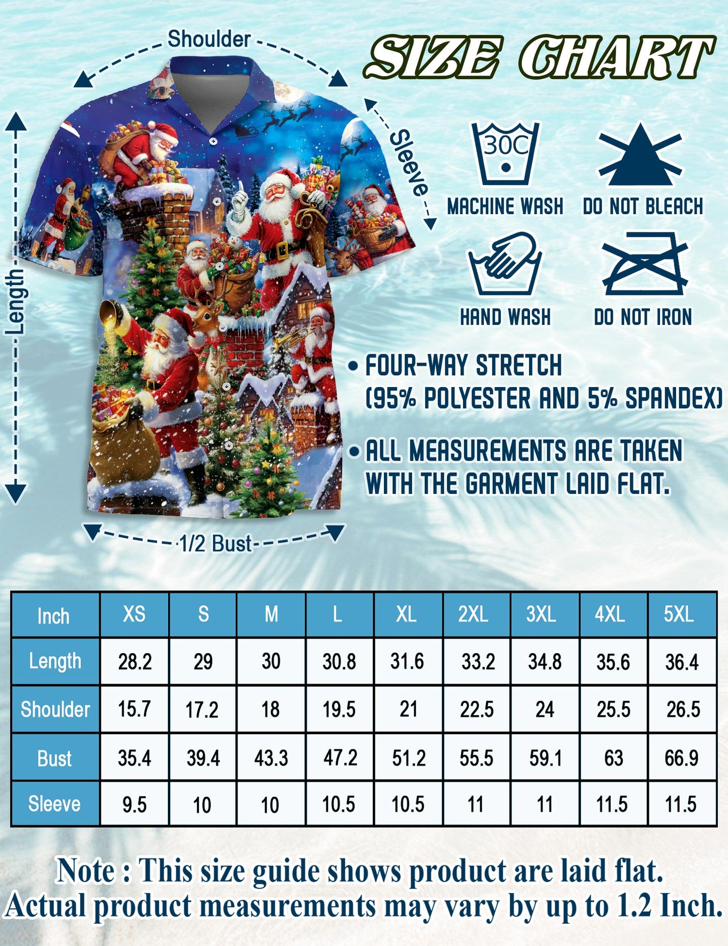 Christmas Rooftop Santa Claus Hawaiian Shirt for Men, Button Down Aloha Shirt - Azhawaiian