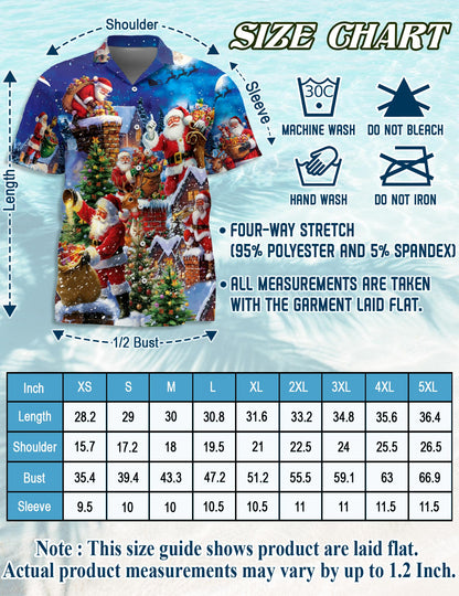Christmas Rooftop Santa Claus Hawaiian Shirt for Men, Button Down Aloha Shirt - Azhawaiian
