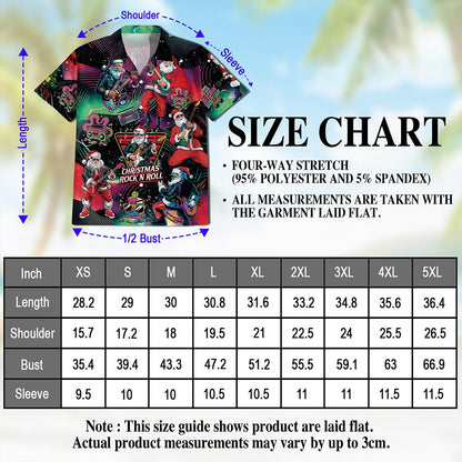 Santa Claus Rock Guitar Christmas Hawaiian Shirt for Men, Button Down Aloha Shirt - Azhawaiian
