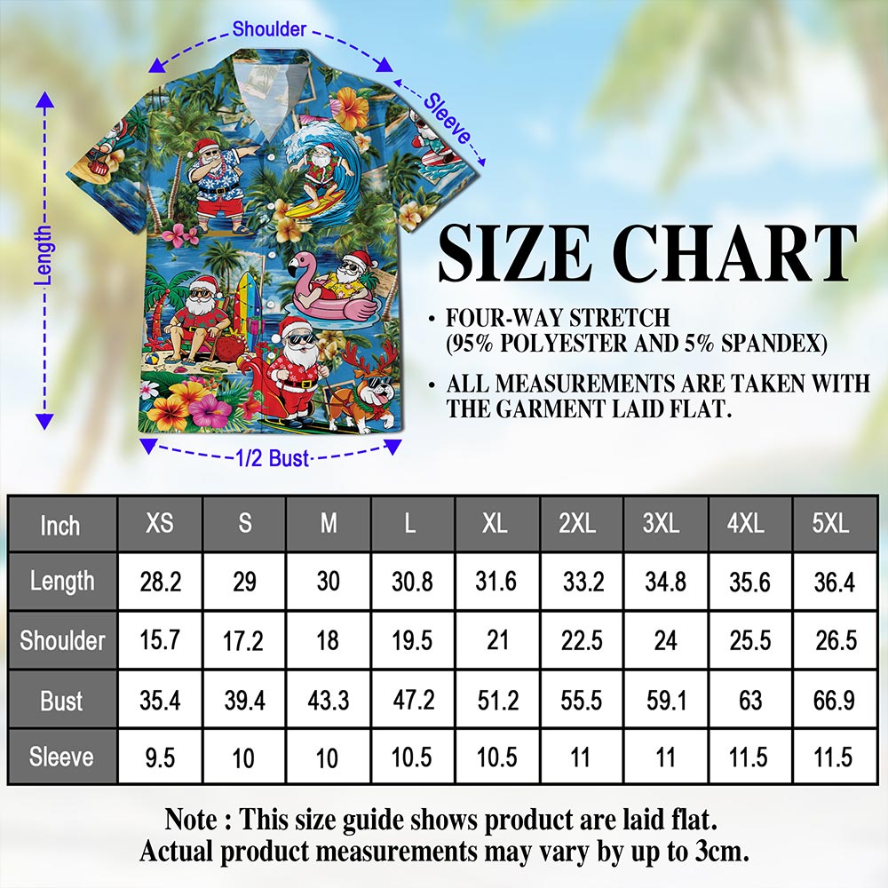 Christmas Santa Claus Hawaiian Shirt for Men, Button Down Aloha Shirt - Azhawaiian