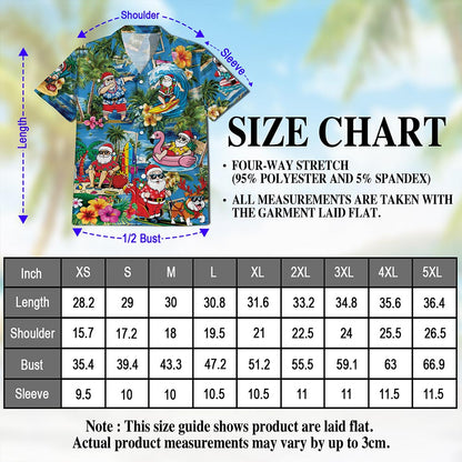 Christmas Santa Claus Hawaiian Shirt for Men, Button Down Aloha Shirt - Azhawaiian