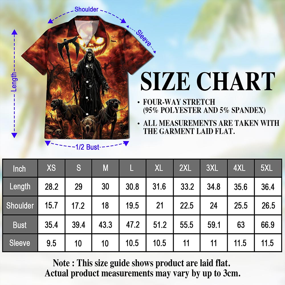 Grim Reaper Hawaiian Shirt for Men, Button Down Aloha Shirt - Azhawaiian