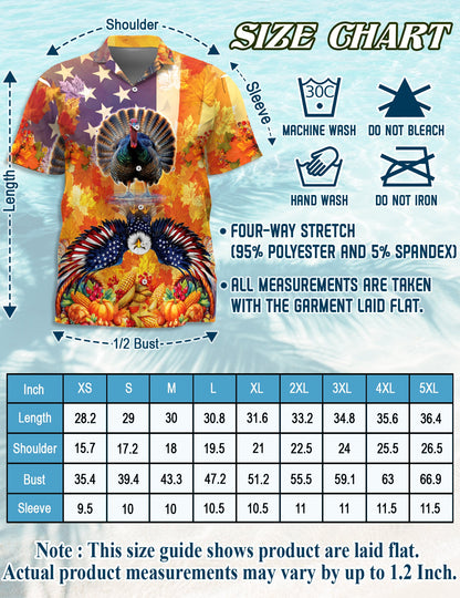 Turkey and Eagle Thanksgiving Hawaiian Shirt for Men, Button Down Aloha Shirt - Azhawaiian