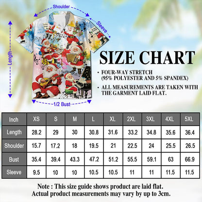 Musical Santa Claus Christmas Hawaiian Shirt for Men, Button Down Aloha Shirt - Azhawaiian