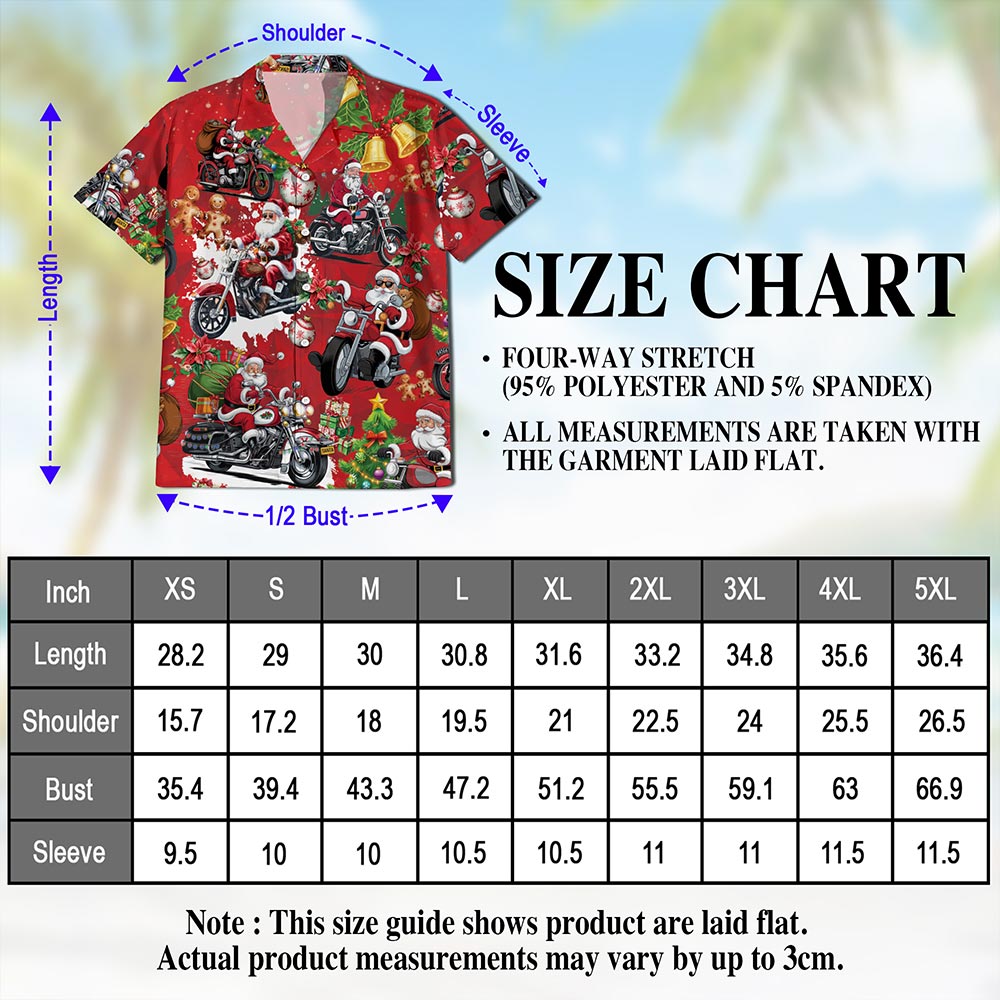 Santa Claus Riding Motorcycle Christmas Hawaiian Shirt for Men, Button Down Aloha Shirt - Azhawaiian
