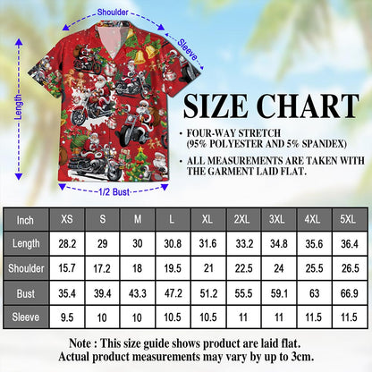 Santa Claus Riding Motorcycle Christmas Hawaiian Shirt for Men, Button Down Aloha Shirt - Azhawaiian