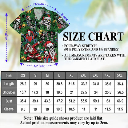 Skeleton Santa Claus Christmas Hawaiian Shirt for Men, Button Down Aloha Shirt - Azhawaiian