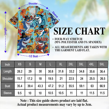 Shark Thanksgiving Hawaiian Shirt for Men, Button Down Aloha Shirt - Azhawaiian