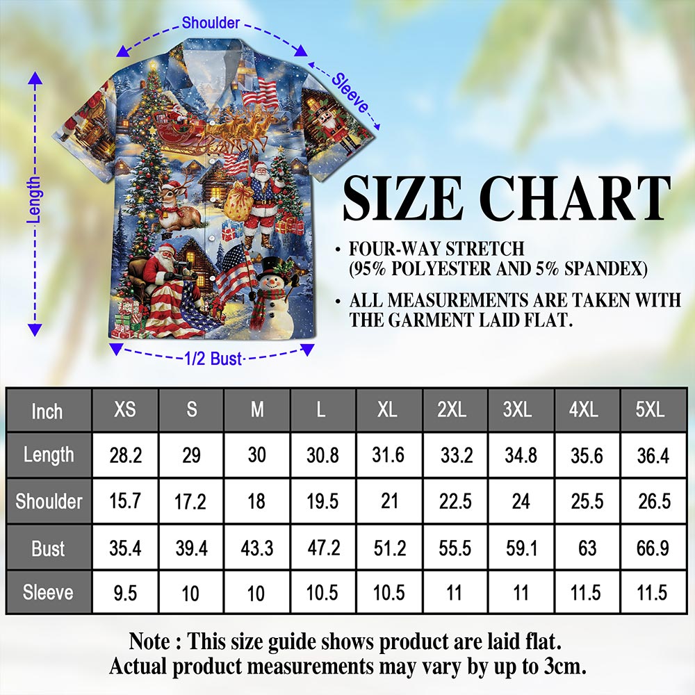 Patriotic Santa Claus Christmas Hawaiian Shirt for Men, Button Down Aloha Shirt - Azhawaiian