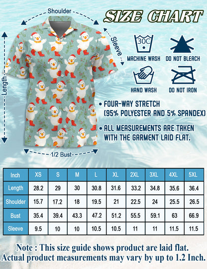 Snowy Christmas Duck Hawaiian Shirt for Men, Button Down Aloha Shirt - Azhawaiian