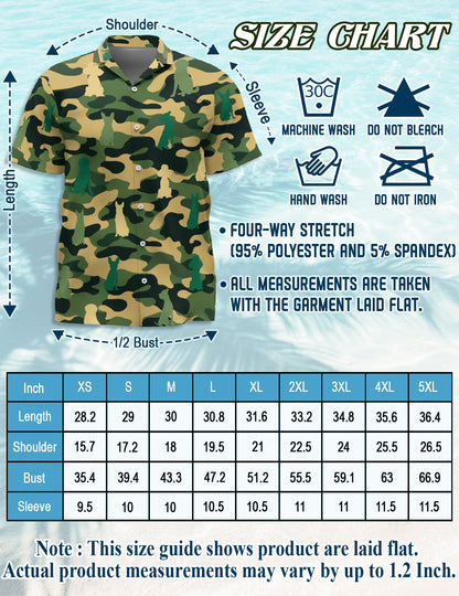 Dog Camo Hawaiian Shirt for Men, Button Down Aloha Shirt - Azhawaiian