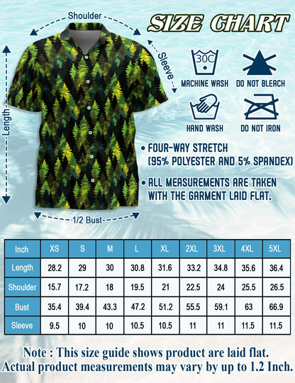 Camouflage Pine Tree Hawaiian Shirt for Men, Button Down Aloha Shirt - Azhawaiian