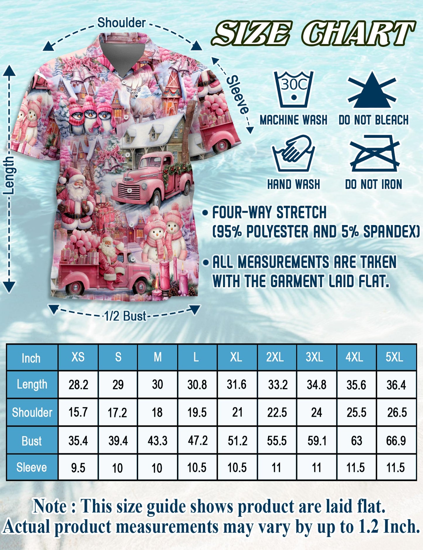 Pink Christmas Santa Claus Hawaiian Shirt for Men, Button Down Aloha Shirt - Azhawaiian