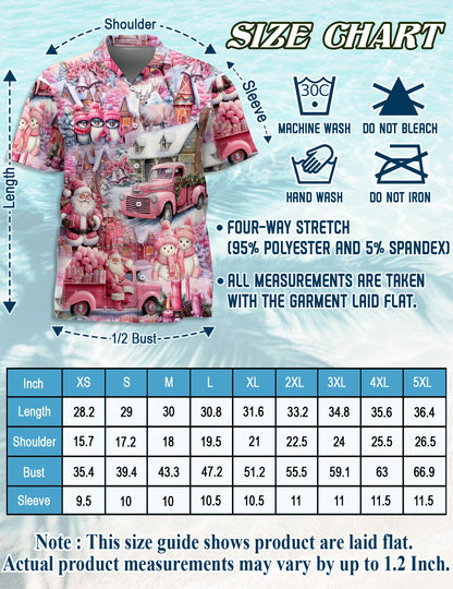 Pink Christmas Santa Claus Hawaiian Shirt for Men, Button Down Aloha Shirt - Azhawaiian