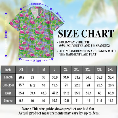Watercolor Tropical Flamingo Hawaiian Shirt for Men, Button Down Aloha Shirt - Azhawaiian