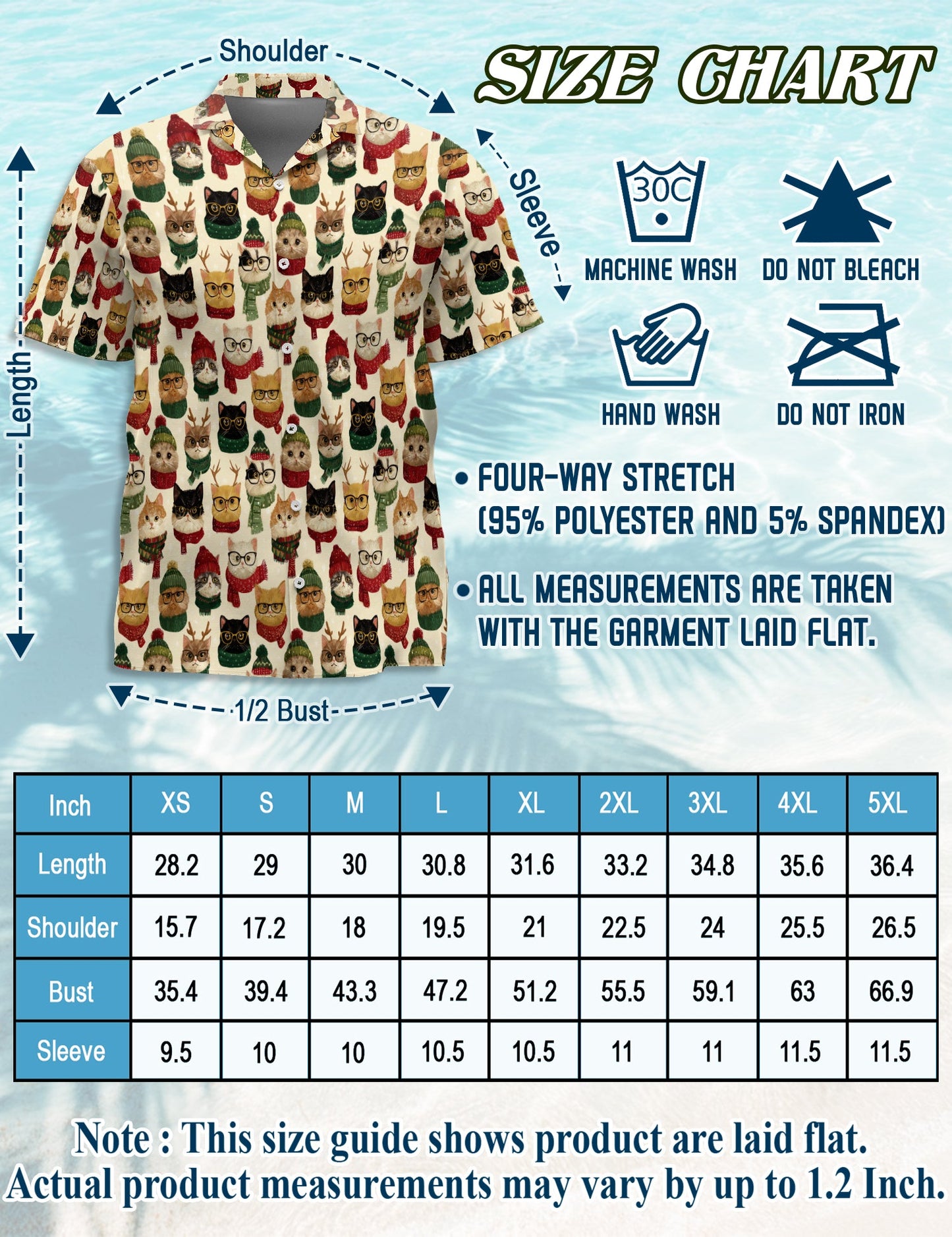 Christmas Cat Pattern Hawaiian Shirt for Men, Button Down Aloha Shirt - Azhawaiian
