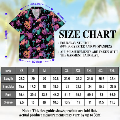 Tropical Neon Mushroom Hawaiian Shirt for Men, Button Down Aloha Shirt - Azhawaiian