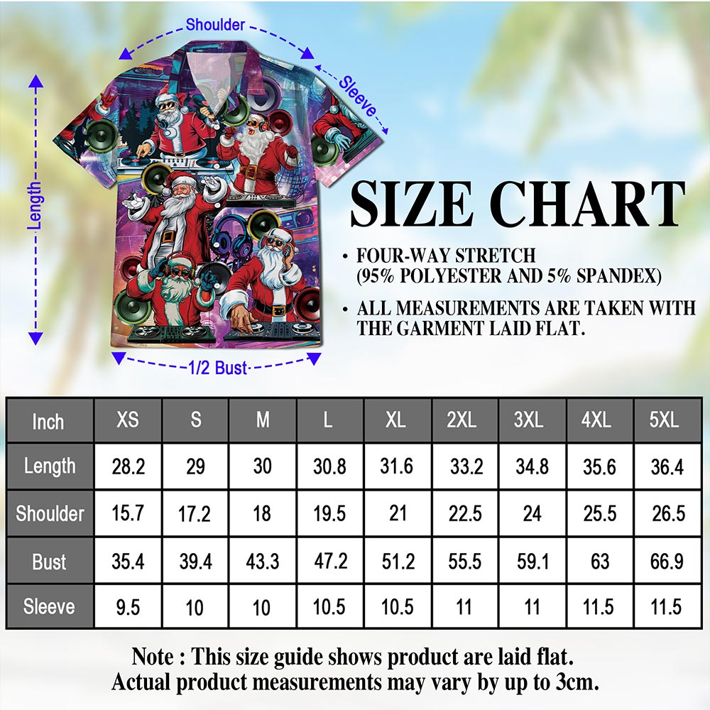 DJ Santa Claus Christmas Hawaiian Shirt for Men, Button Down Aloha Shirt - Azhawaiian