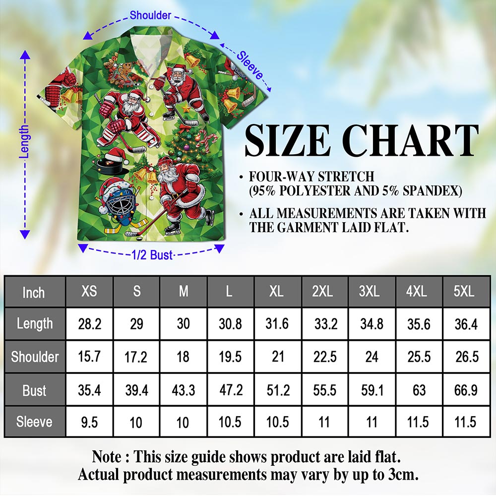 Santa Claus Ice Hockey Christmas Hawaiian Shirt for Men, Button Down Aloha Shirt - Azhawaiian