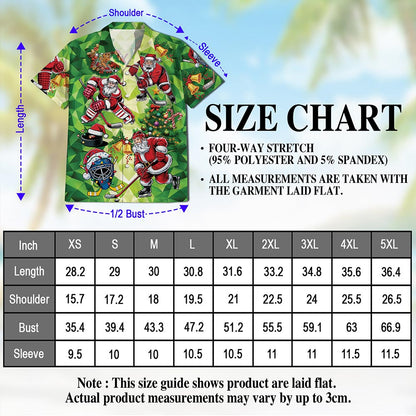 Santa Claus Ice Hockey Christmas Hawaiian Shirt for Men, Button Down Aloha Shirt - Azhawaiian