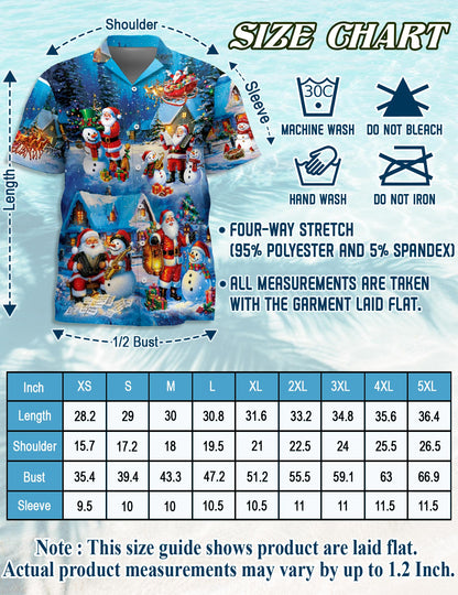Funny Santa and Snowman Hawaiian Shirt for Men, Button Down Aloha Shirt - Azhawaiian
