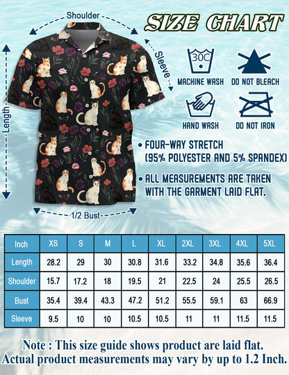 Cute Cat White Hawaiian Shirt for Men, Button Down Aloha Shirt - Azhawaiian