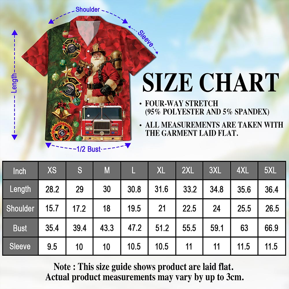 Firefighter Santa Claus Christmas Hawaiian Shirt for Men, Button Down Aloha Shirt - Azhawaiian
