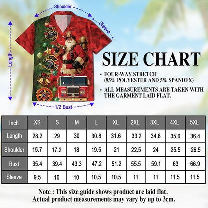 Firefighter Santa Claus Christmas Hawaiian Shirt for Men, Button Down Aloha Shirt - Azhawaiian