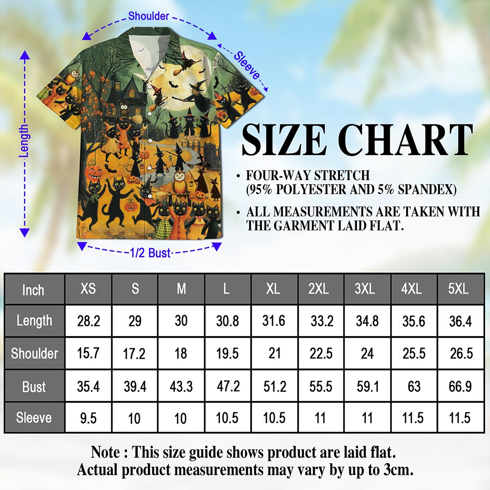 Black Cat Hawaiian Shirt for Men, Button Down Aloha Shirt - Azhawaiian