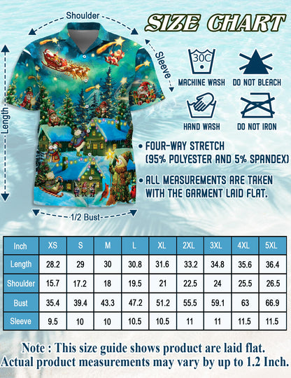 Magical Christmas Night Scene Hawaiian Shirt for Men, Button Down Aloha Shirt - Azhawaiian