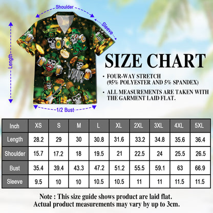 St Patrick's Day Skull Beer Hawaiian Shirt for Men, Button Down Aloha Shirt - Azhawaiian