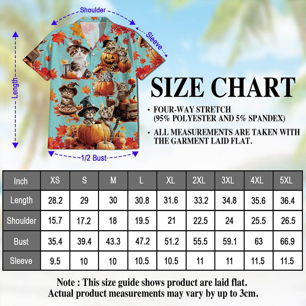 Cat Pumpkin Hawaiian Shirt for Men, Button Down Aloha Shirt - Azhawaiian