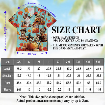 Cat Pumpkin Hawaiian Shirt for Men, Button Down Aloha Shirt - Azhawaiian