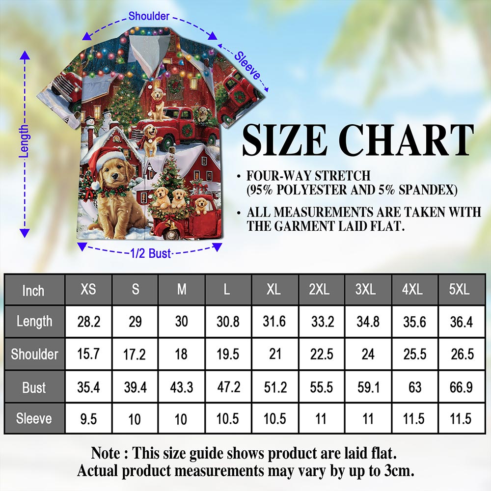Golden Retriever Christmas Hawaiian Shirt for Men, Button Down Aloha Shirt - Azhawaiian