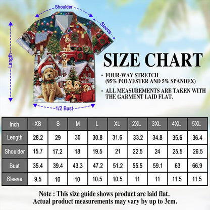 Golden Retriever Christmas Hawaiian Shirt for Men, Button Down Aloha Shirt - Azhawaiian