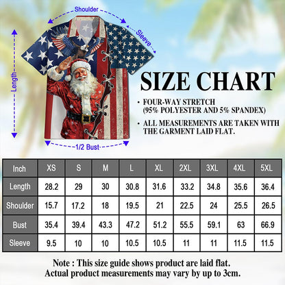 Patriotism American Christmas Hawaiian Shirt for Men, Button Down Aloha Shirt - Azhawaiian