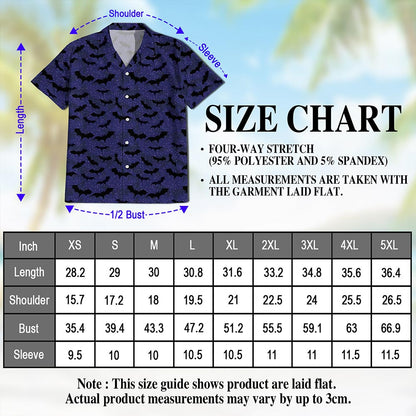 Halloween Bat Pattern Hawaiian Shirt for Men, Button Down Aloha Shirt - Azhawaiian