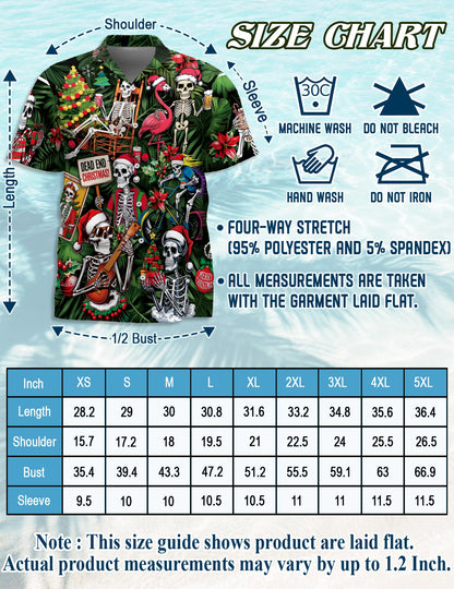 Skeleton Santa Claus Christmas Hawaiian Shirt for Men, Button Down Aloha Shirt - Azhawaiian