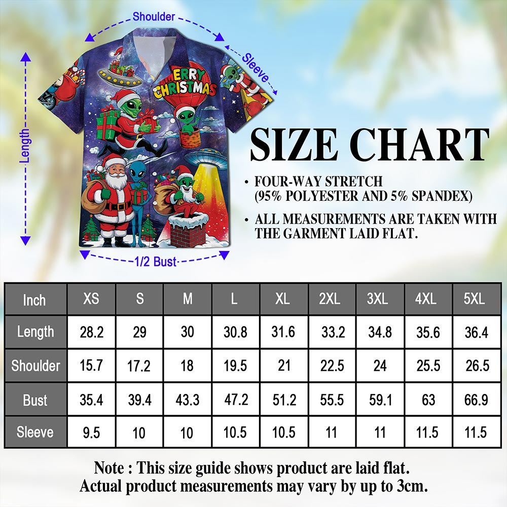 Alien Santa Claus Christmas Hawaiian Shirt for Men, Button Down Aloha Shirt - Azhawaiian