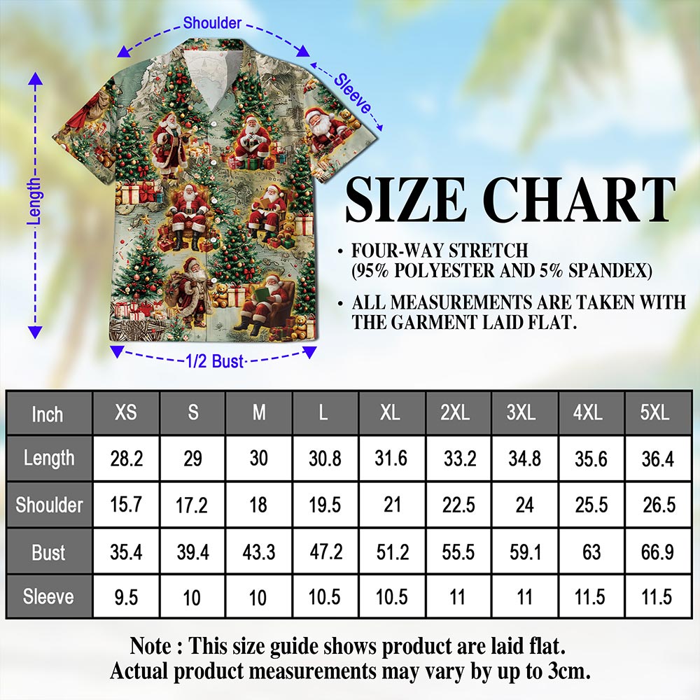 Vintage Santa Claus Christmas Hawaiian Shirt for Men, Button Down Aloha Shirt - Azhawaiian