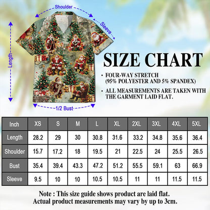 Vintage Santa Claus Christmas Hawaiian Shirt for Men, Button Down Aloha Shirt - Azhawaiian