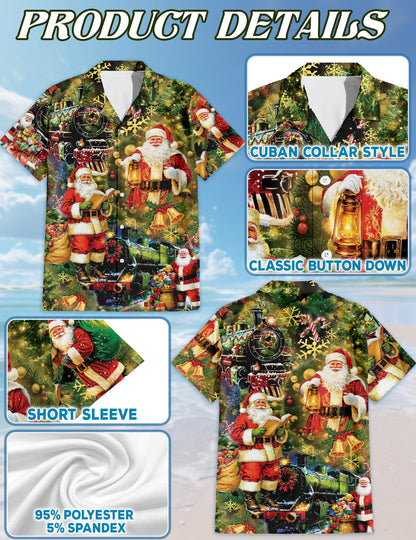 Skull Santa Christmas Hawaiian Shirt for Men, Button Down Aloha Shirt - Azhawaiian